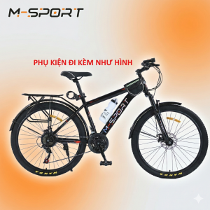 XE ĐẠP MTB MSPORT M220-2 HỢP KIM THÉP, BỘ ĐỀ 21 TỐC ĐỘ 26 INCH KÈM BAGA  KHUNG LỚN