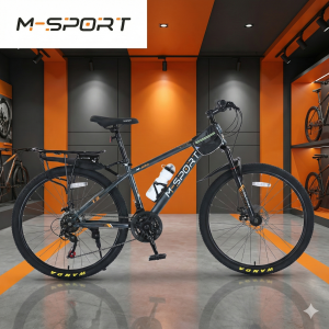 XE ĐẠP MTB MSPORT M230-1 HỢP KIM THÉP, BỘ ĐỀ 21 TỐC ĐỘ 26 INCH KÈM BAGA  